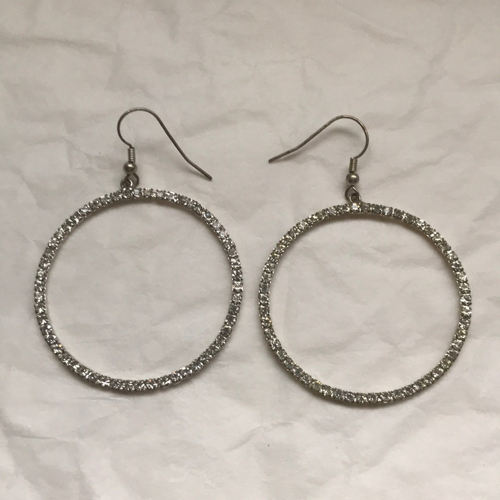 Sparkly rhinestone hoop earrings
